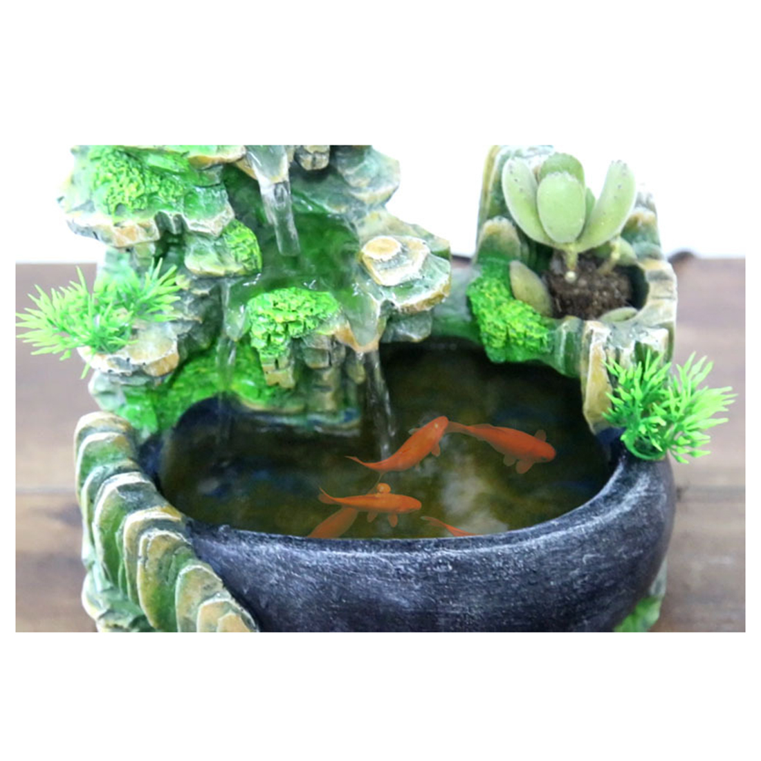 VICTMAX Schreibtisch Luftbefeuchter Wasserfall Steingarten Brunnen Fließende Wasser Mini Fischteich mit Nebel für Heimat Garten Dekor-UNS Stecker