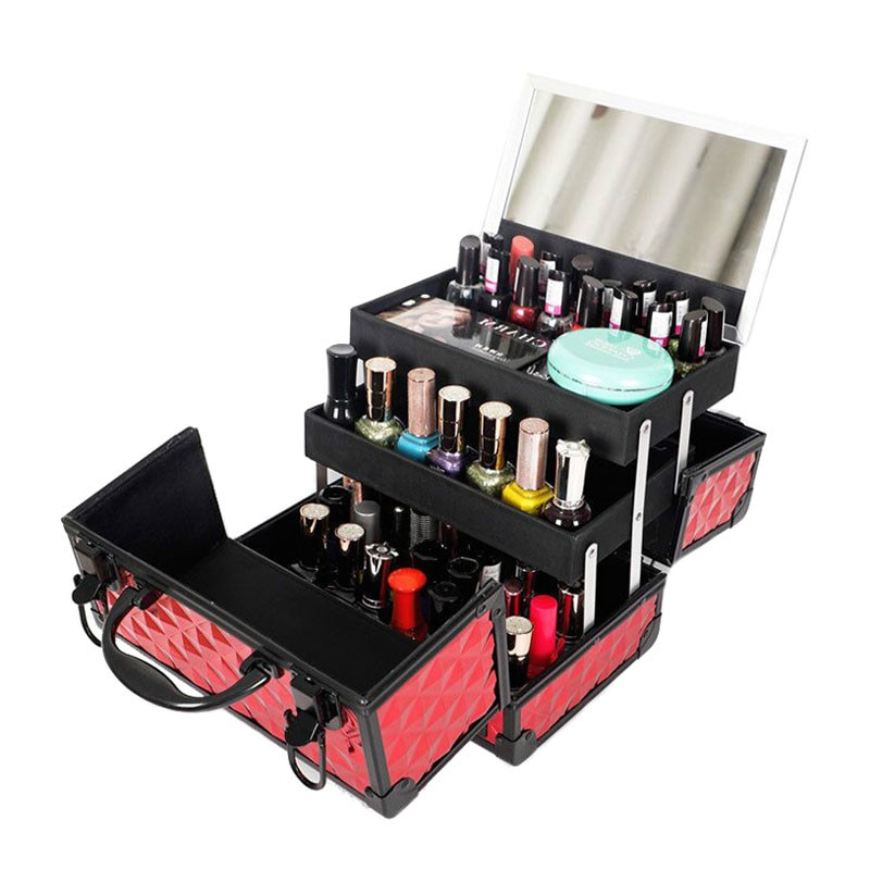 Professionelle Aluminium Legierung Make-Up Box Organizer Reise Kosmetische Fall Nagellack Schmuck Lagerung Box Schönheit Organisation