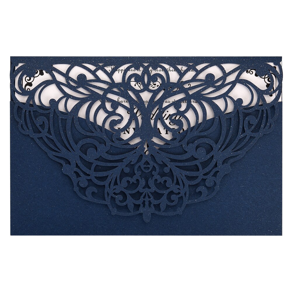 10Pcs Pearl Paper Invitation Cards Delicate Carved Floral Pattern Invitation Cards Blue Card For Wedding Engagement Anniversary