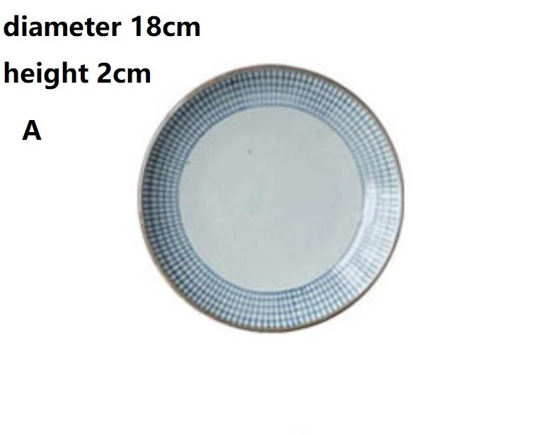 Keramische Schotel Plaat Handgeschilderde Diner Plaat Japanse Stijl Plaid Soep Plaat Salade Retro Creatieve Servies: A