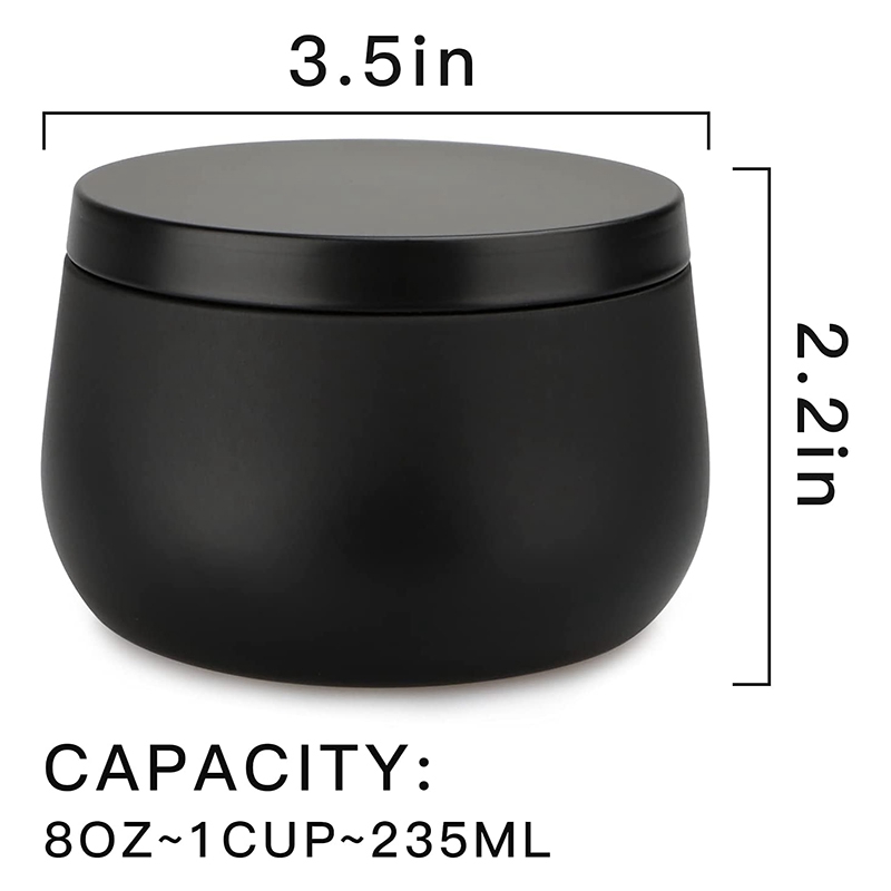 Botes de lata para velas, recipientes de vela con tapas, 8 Oz, para fabricación de velas, artes y artesanías, almacenamiento, negro, 24 Uds.