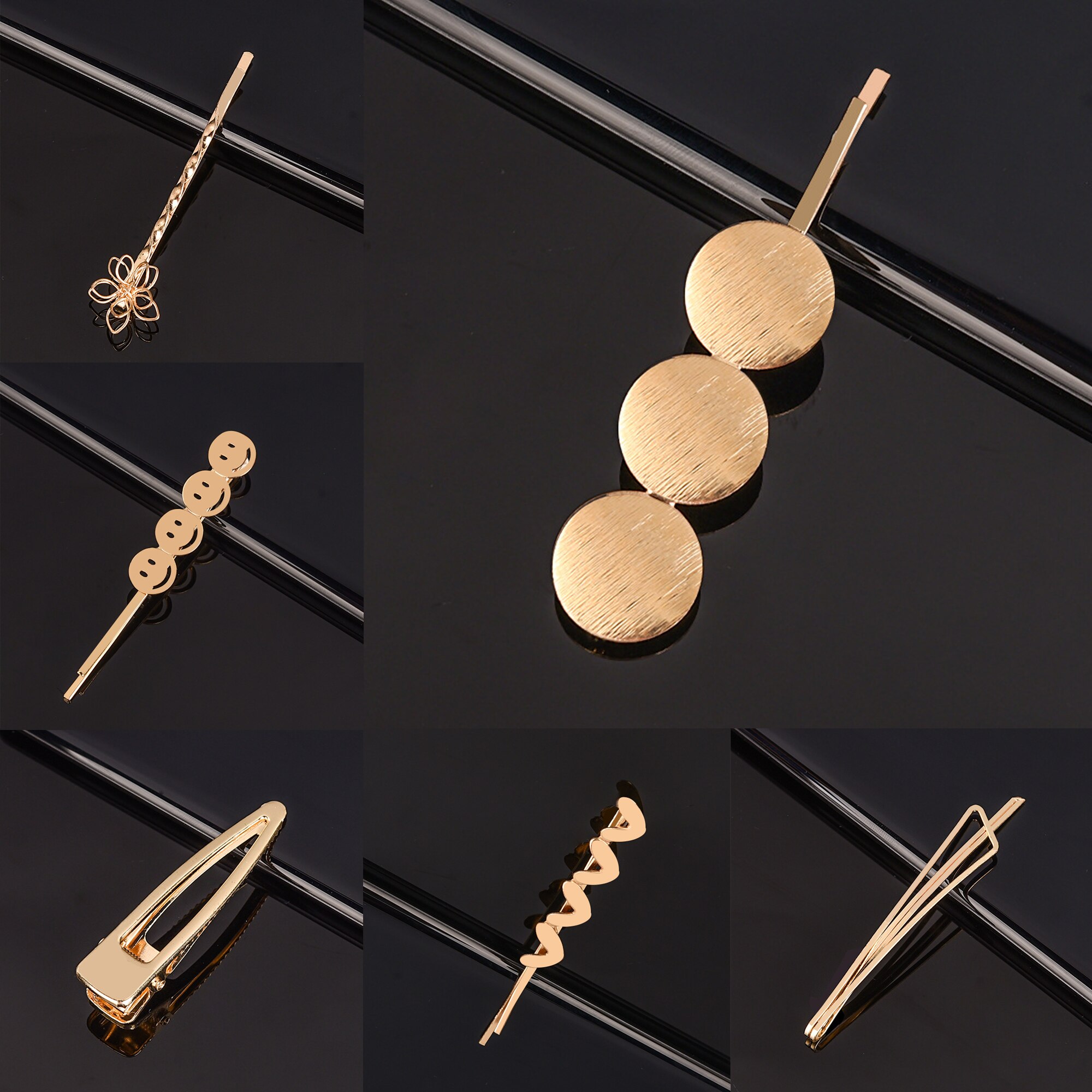 Pinzas para el cabello de Metal simples de Corea, alfileres para mujer, tocados, horquillas dulces, pasadores, accesorios para el cabello, , triangulación de envíos