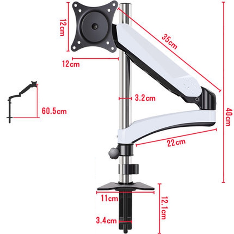 40cm DL-GM111 17-27" grommet clamp base LCD LED Monitor Holder Arm mount desk stand mechanical Spring Full Motion