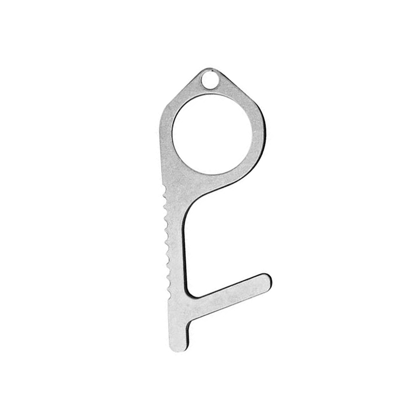 Brass Door Opener Handle No Touch Open Door Assistant Anti-Contact Elevator Press Tool Door Handle Safety Contactless Clean Key: silver