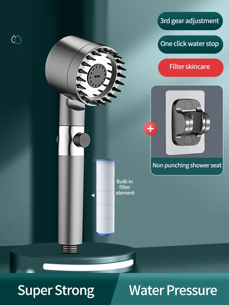 Hogedruk Douchekop 6-In-1 Multifunctionele Douche 3 Modi Draagbare Douche Artisjokken Met Filter Badkameraccessoires: YELLOW