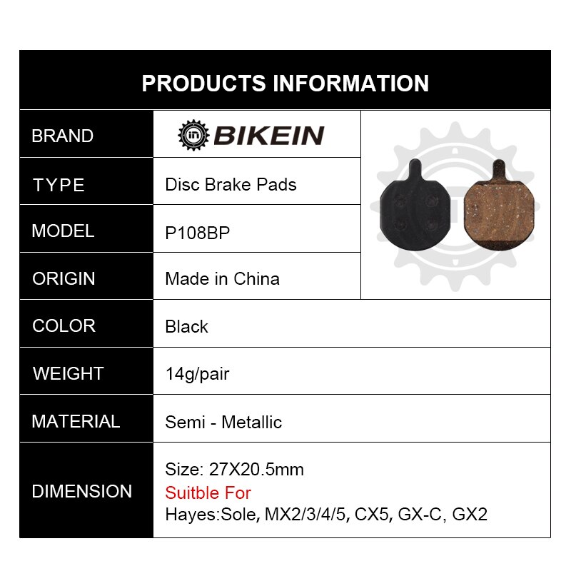 BIKEIN 1 para wioślarz górski tarcza hydrauliczna klocek hamulcowy s dla Hayes podeszwa MX2 MX3 MX4 MX5 CX5 GX-C GX2 wioślarz żywica klocek hamulcowy