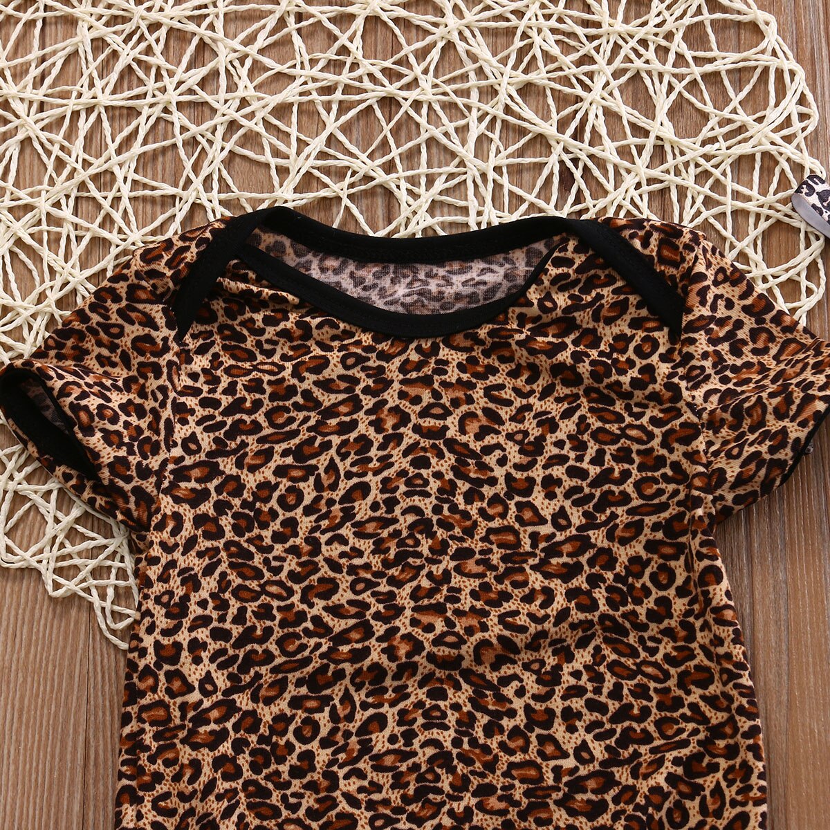 3 uds recién nacido Ropa para bebé (niño o niña) de manga corta de verano Floral leopardo mono diadema zapatos de