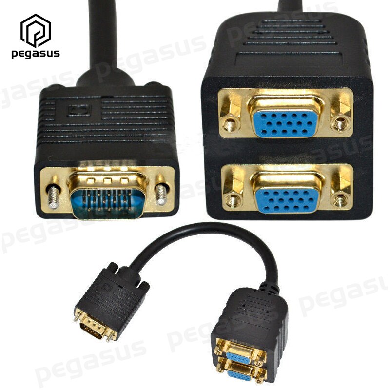 Vga Male Naar 2 * Vga Vrouwelijke Converter Adapter Splitter Y Video Monitor Cable