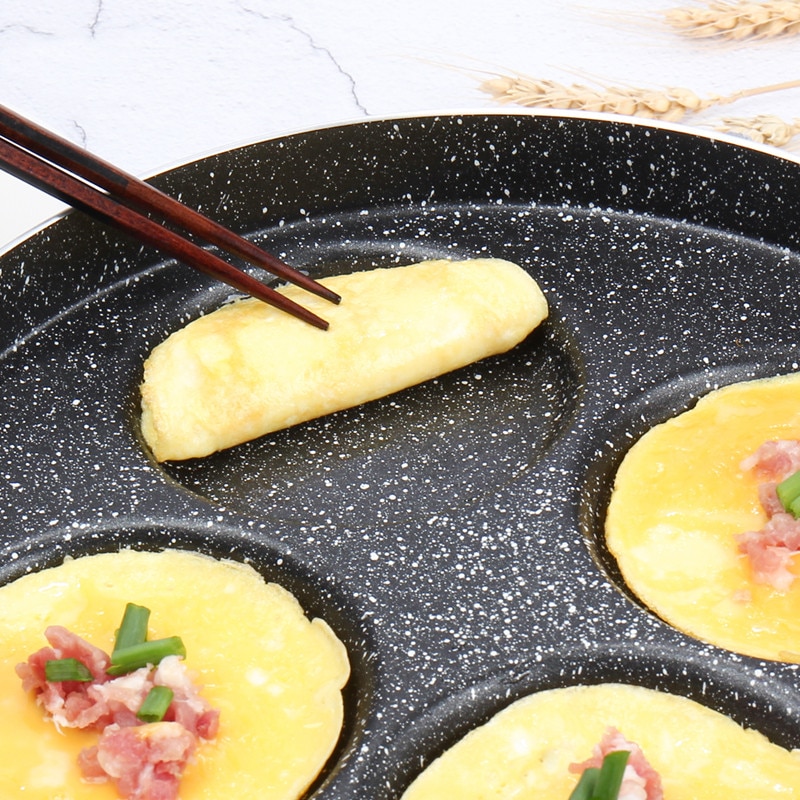 Olla para freír de 4 agujeros, sartén para tortilla engrosada, antiadherente, para huevos, tortitas, carne, Pan, cocinar, huevos, jamón, máquina de desayuno