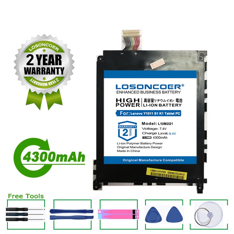 Losoncoer Batterij 4300Mah L10M2I21 Batterij Voor Lenovo Y1011 L10M2121 21CP5/57/128 Tablet Pc