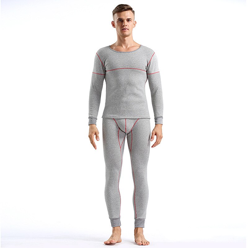 Ropa interior térmica para hombre, conjuntos de Calzoncillos largos, medias térmicas de algodón, ropa interior de compresión larga para invierno: C Light Gray / XXL