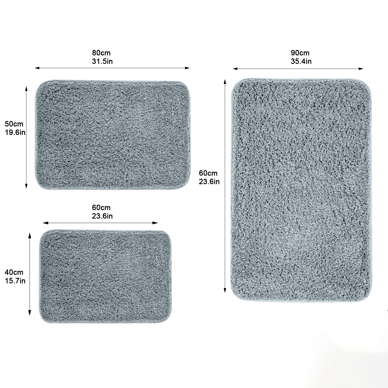Badeværelsestæppe skridsikre bademåtter absorberende badeværelsesmåtte blød mikrofiber fodmåtte fluffy plys shaggy badeværelsestæpper og gulvmåtter