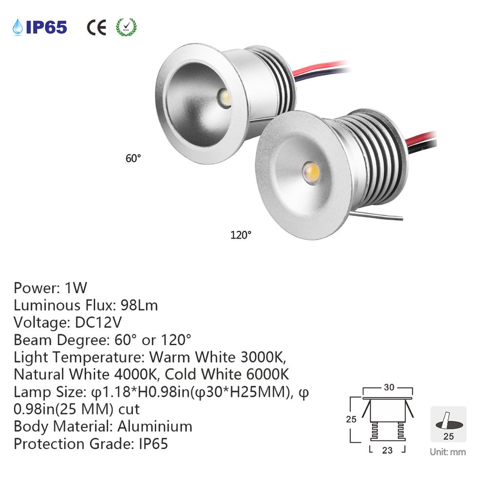 9 pcs LED Downlight 1W IP65 Waterdichte Inbouw LED Spot Verlichting DC12V Mini LED Plafond Lampen voor Badkamer Keuken ster Lichten