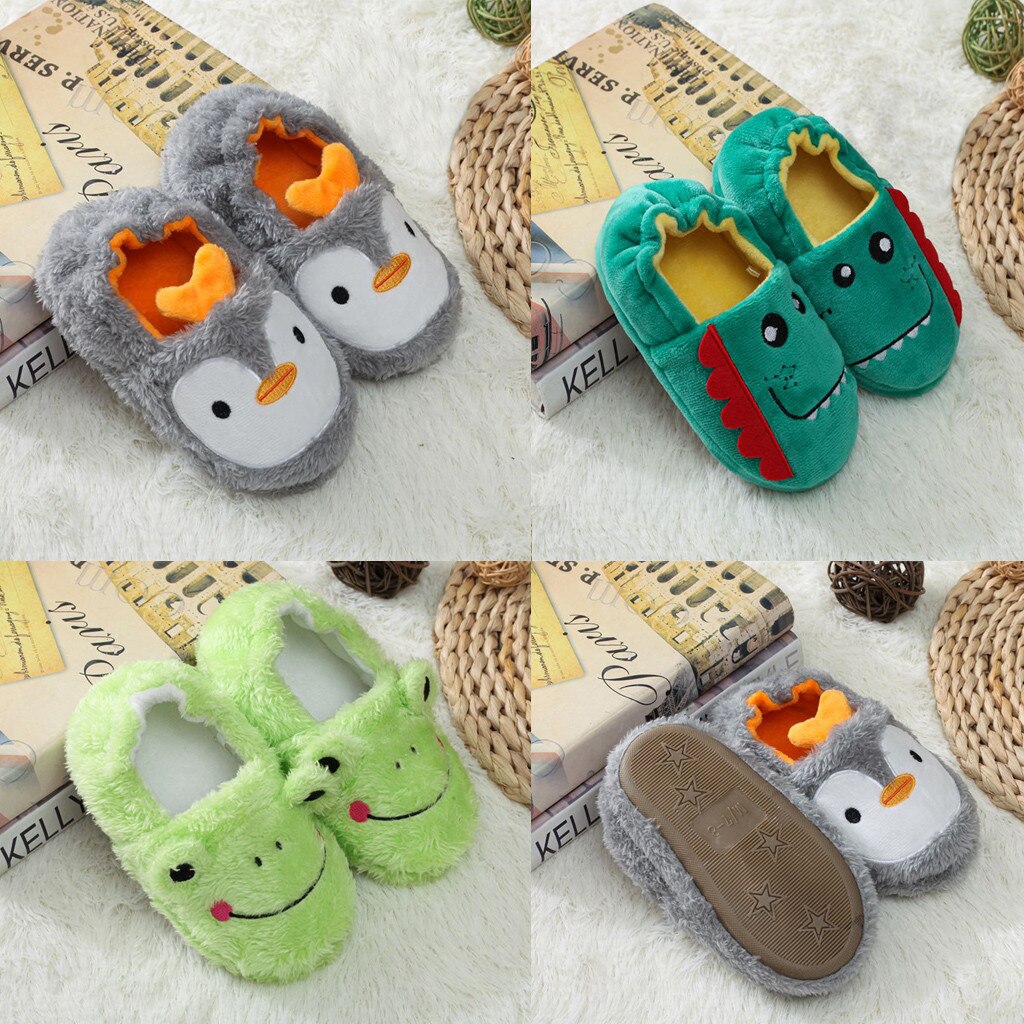 Chaussures chaudes à semelles souples pour bébés, pantoufles imprimées de dessins animés, pour garçons et filles,