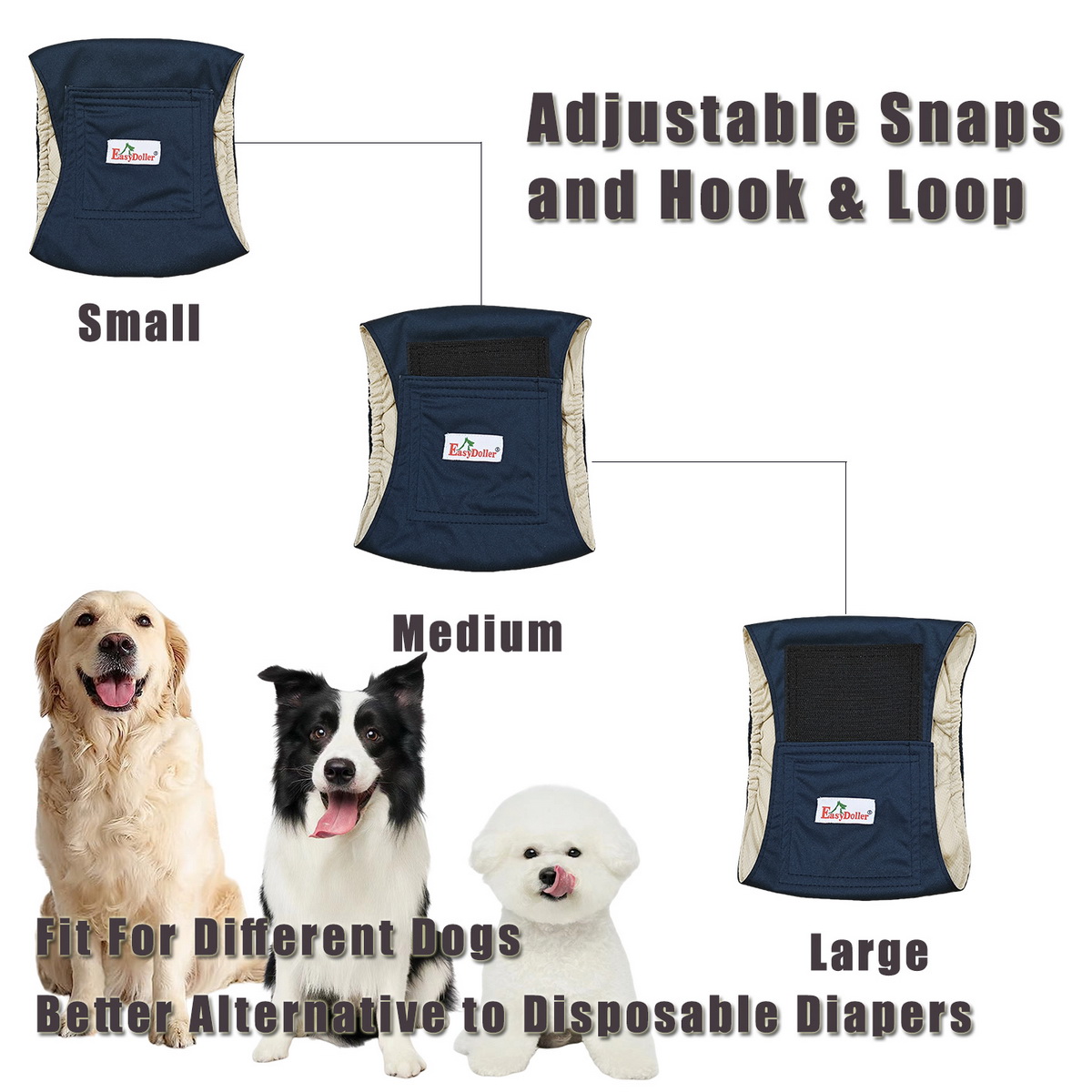 Couche-culotte lavable pour chien, 4 pièces, pantalon physiologique réutilisable pour animaux de compagnie, couche-culotte en tissu, bande ventrale, anti-fuite, pour l'entraînement