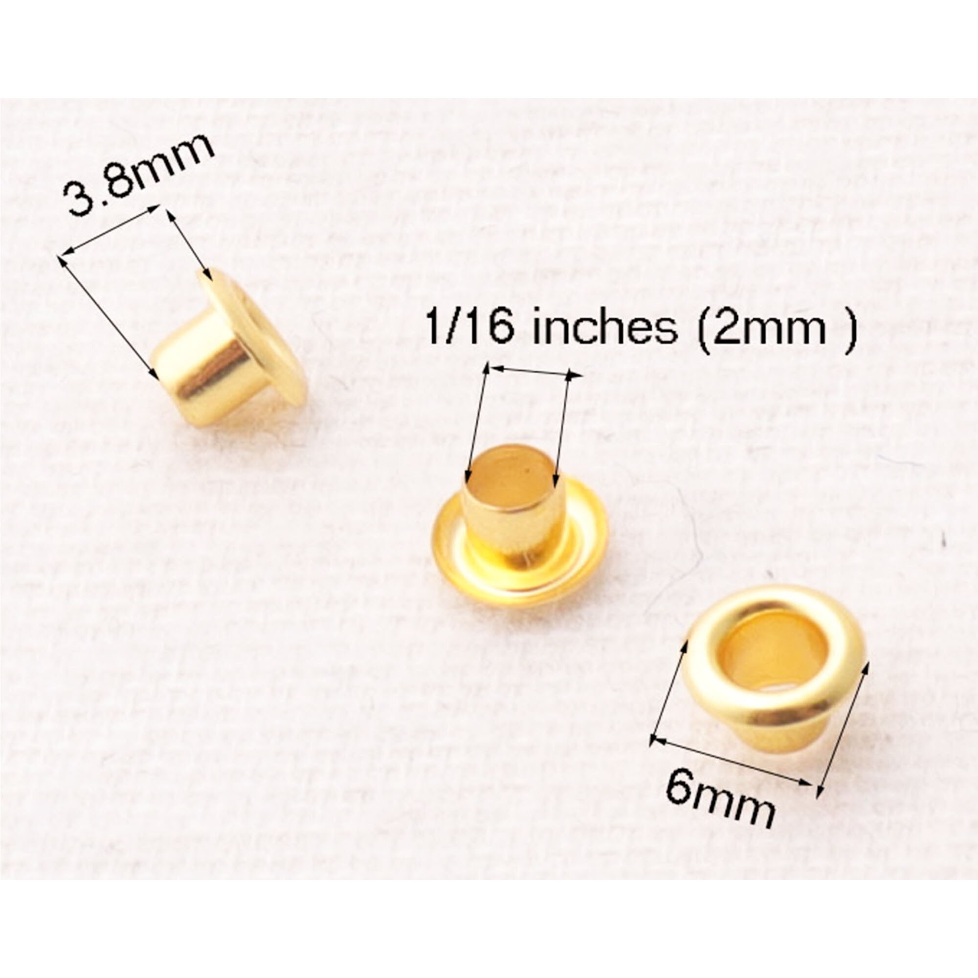 100-200 Stck Mini Gold Ösen Tasche Gurt Leder Tasche Versorgung Große für Kleidung Leder Leinwand Tasche Niet Nieten -1/16 "(2mm)