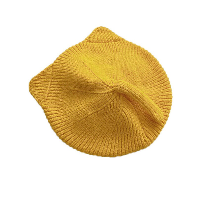 Accessoires pour bébés filles | Chapeau de bonnet Crochet tricoté et , chapeau pour oreilles de chat, chapeau de béret: Jaune