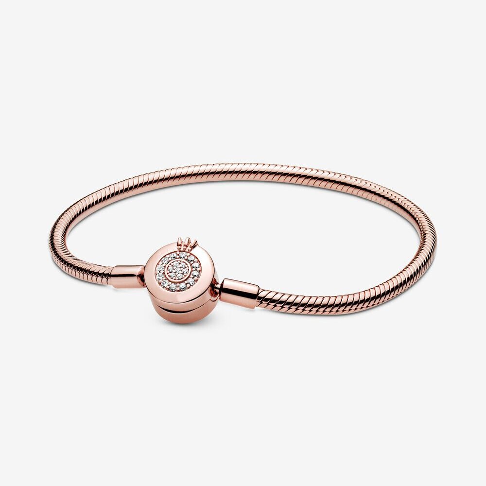 Kakany signatur rose moment glitrende krone o-formet slange kæde armbånd diy charm klassisk: 589046 c 01 / 18cm