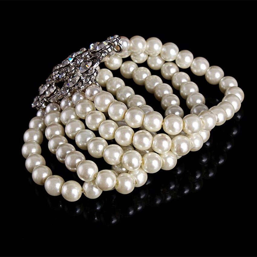 faux perle mehrschichtiges Armbinde braut strass stulpearmbänder frauen charme schmuck für hochzeit zubehör 1 teil/los