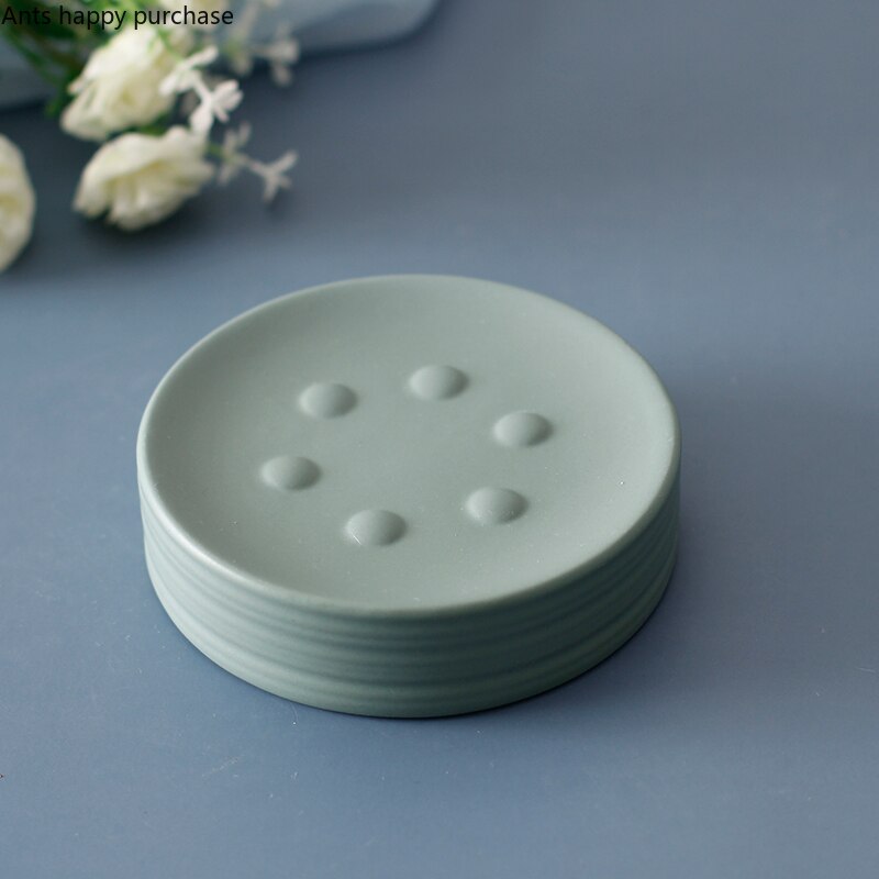 Green Bathroom Wash Set Ceramic Bathroom 6-piece Set Jewelry Box Cotton Swab Box Soap Dish Lotion Bottle Mouth Cup Toiletries