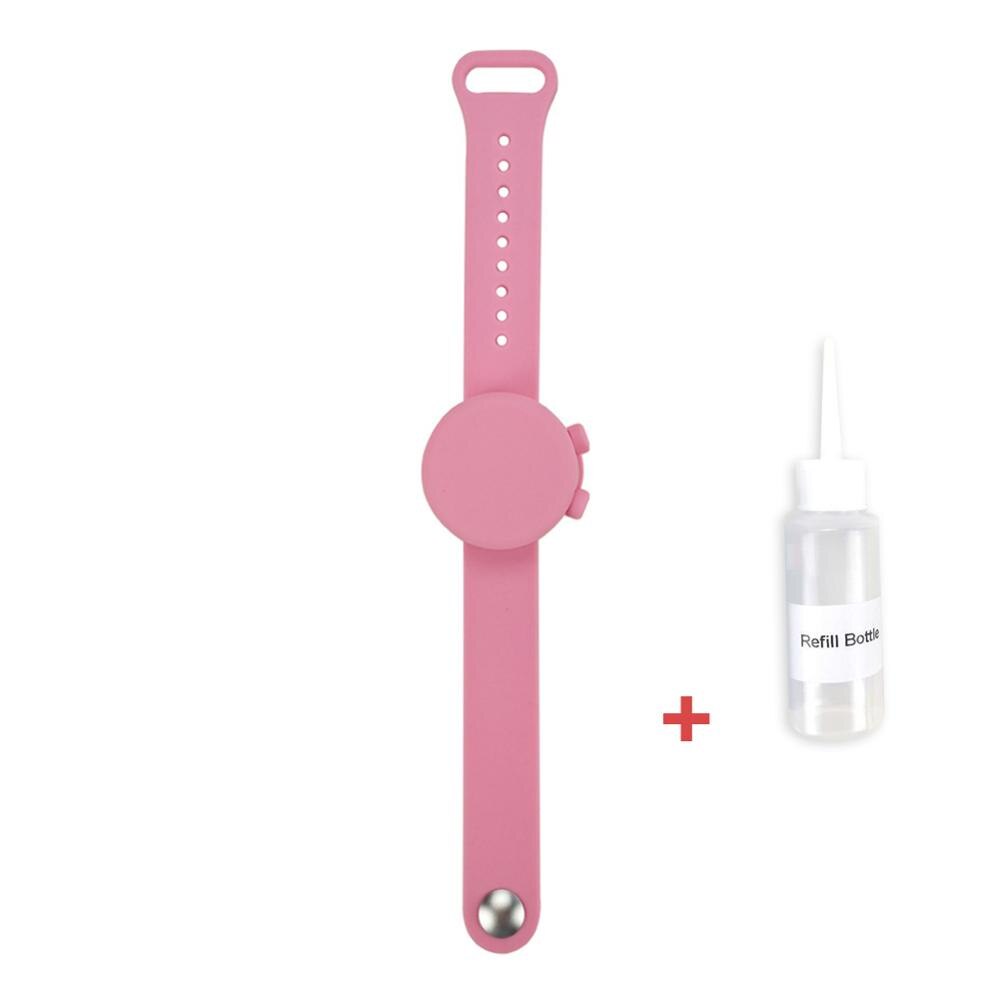 Armband Polsbandjes Cleaner Gel Dispenser Schoolbenodigdheden Draagbare Wearable Zeepdispenser Met Squeeze Fles Zachte Siliconen: Pink