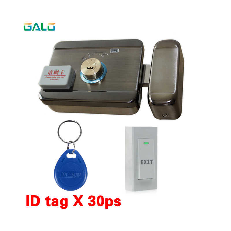Family Full kit set Security Electronic 125khz RFID Gate Door Lock Access Control System with doorbell exit switch keyboard: D kit a