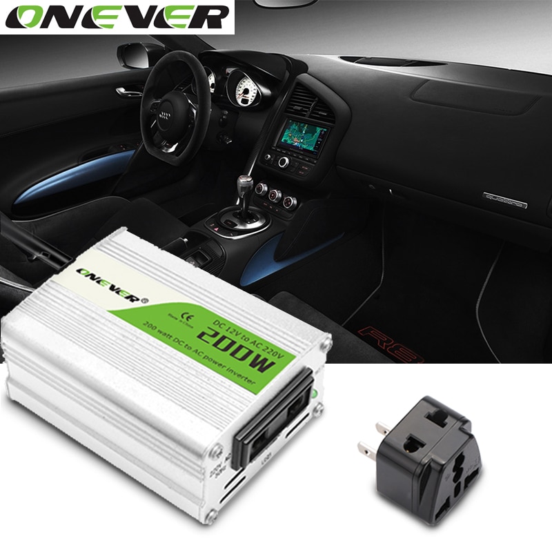 12v dc til  ac 220v 50hz bil auto power pure sinus inverter konverter adapter adapter 200w usb bil oplader 400w peak power 1 stk
