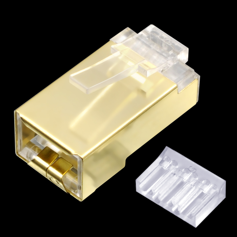 CNCOB Twee Stuk vergulde Ethernet Connector Gigabit Netwerk rj45 8p8c Connector Modulaire Plug Cat6 FTP, kristal Hoofd 30 pcs