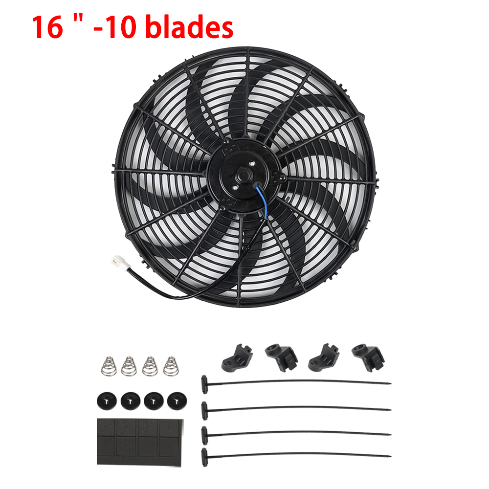 Universal 7/9/10/12/14/16 pulgadas 12V 80W 2100RPM aire acondicionado de coche radiador electrónico ventilador de refrigeración hoja Kit de refrigeración eléctrico: Oro