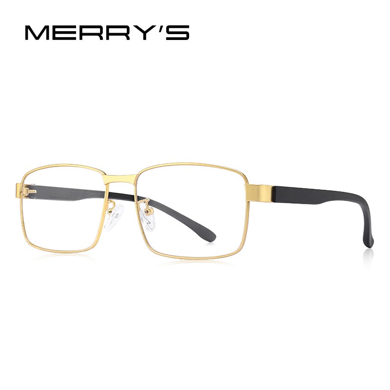 Lunettes de vue pour hommes merrys, monture carrée, verres correcteurs pour la myopie, style business,  tr90 montures, branches en alliage de titane ,  s2105: C04 pièces d'or