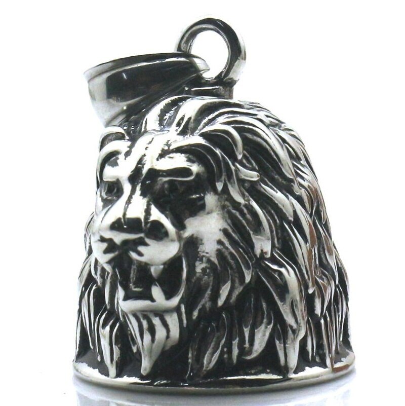 Punk Cool roi dominateur Animal Lion cloche cavalier motard coulissant pendentif collier