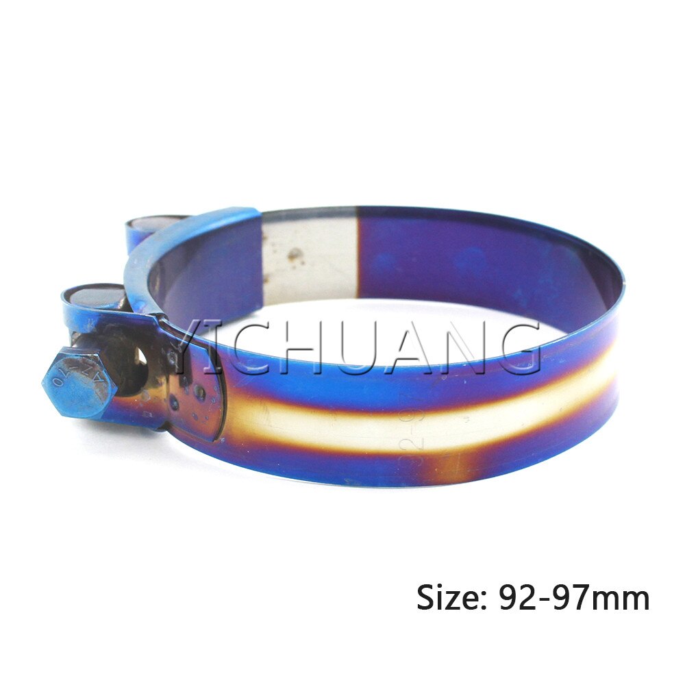 Universal Stainless Steel Hose Clamp Kit Adjustable Titanium Blue T Bolt Clamp 1 inch to 4.45 inch 26mm to 113mm: 92-97mm