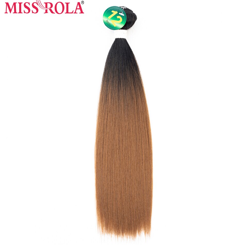 Miss Rola Synthetic Straight Hair Weft Ombre Colored Hair 8-14inch 4+1pcs/Pack 200g T1B/30 Weaving Bundles With Free Closure