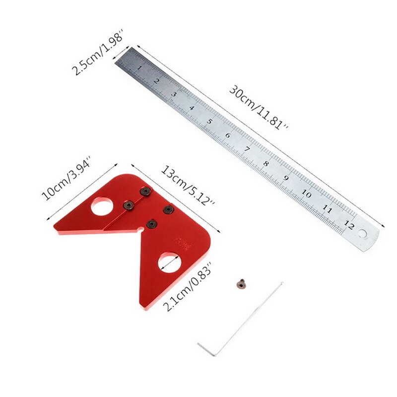 45 Graden Center Scribe Plein Center Lijn Meetinstrument Aluminium Center Finder Lijn Gauge Metric/ Inch: Inch system