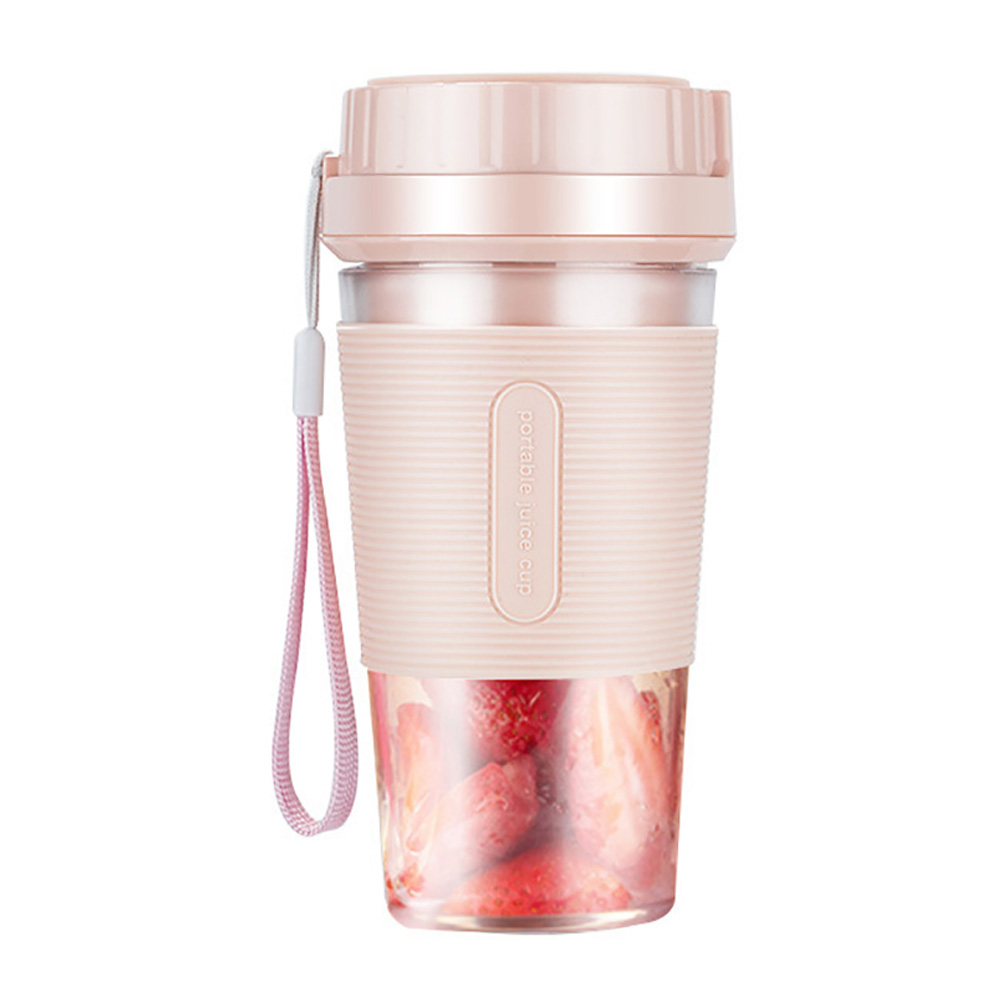 300ml mini bärbar hushållsfruktjuicer usb uppladdningsbar juicepress kopp frukt smoothie mixer mixer flaska maskin sportflaska: Rosa