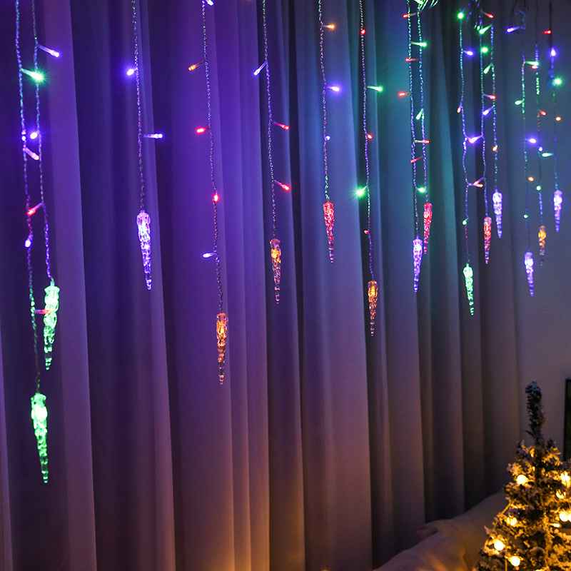 Guirxiété Lumineuse LED de Noël Extérieure, Rideau de Glaçons, Lumière Dégradée Droop, Centre Commercial, Jardin, Rue, Lumière Décorative, 5m-28m, 0.6-0.8m: RGB / Z