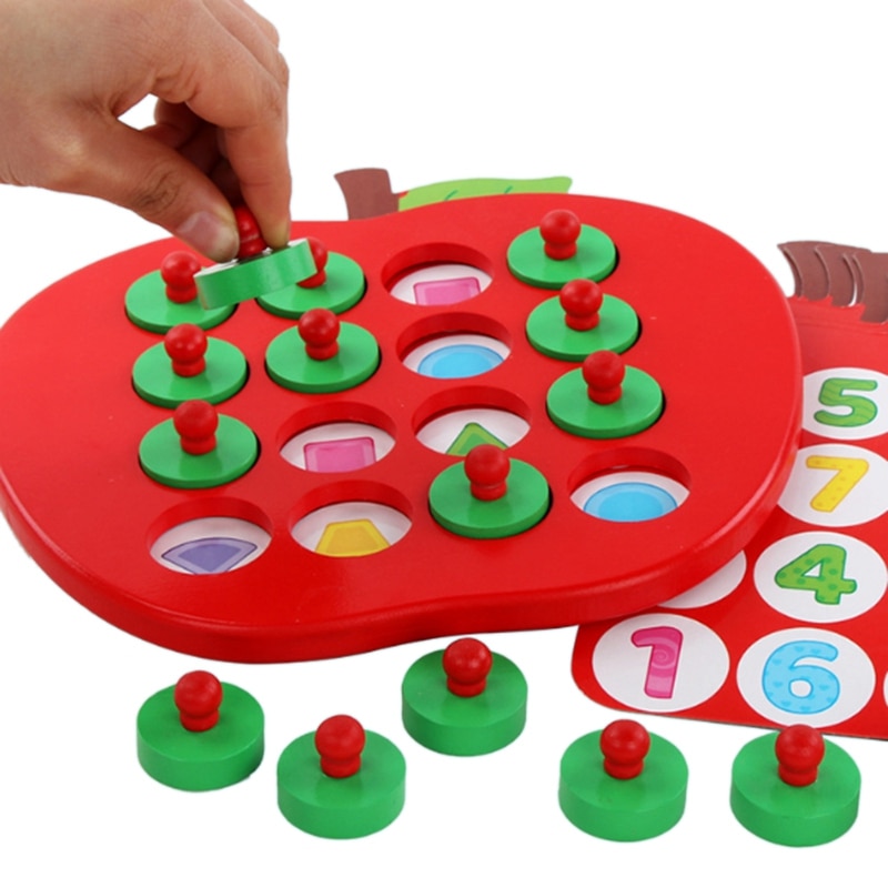 Barn trä äpple minne spel tidig utbildning 3d pussel familj casual spel pussel