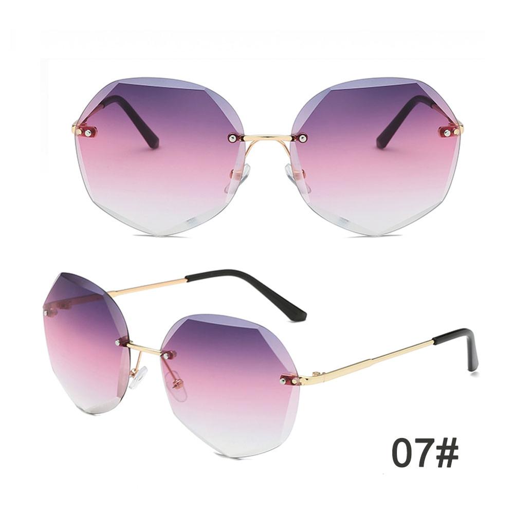Women Polygon Rimless Sunglasses Metal Anti Ultraviolet Marine Film Sunglasses: 07