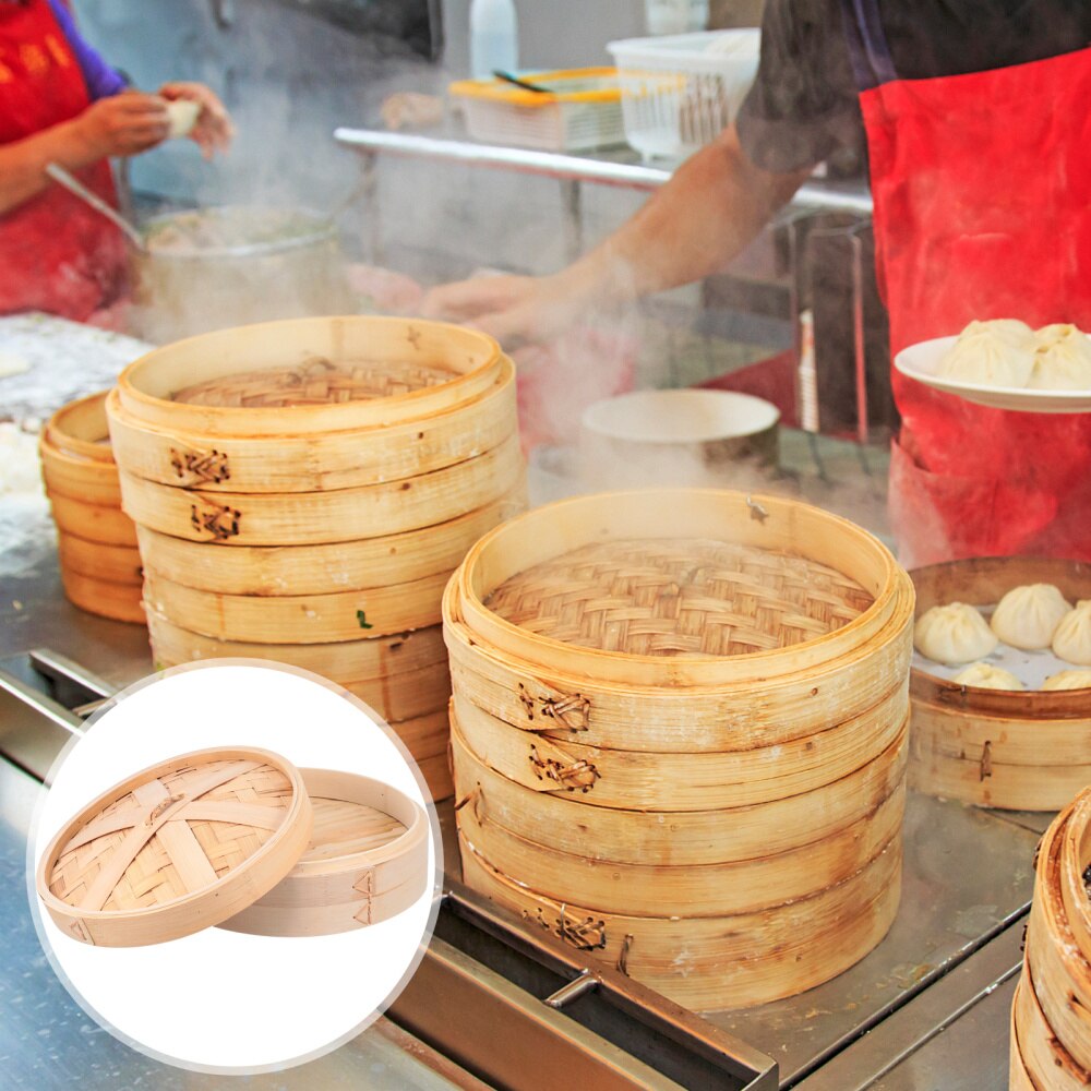 Vaporera china de bambú con tapa, herramienta de cocina, 1 Juego: 26CM
