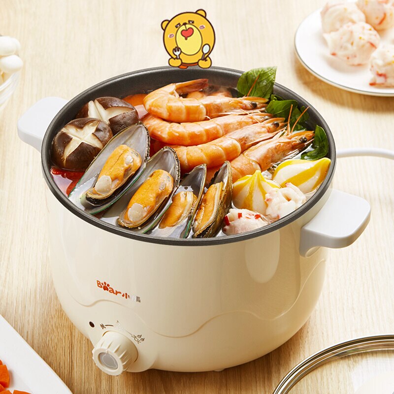 220V Mini Multifunction Electric Cooking Machine Available Pot Multi Electric Rice Cooker Non-stick pan Bear/DRG-C18H1: Without steamer