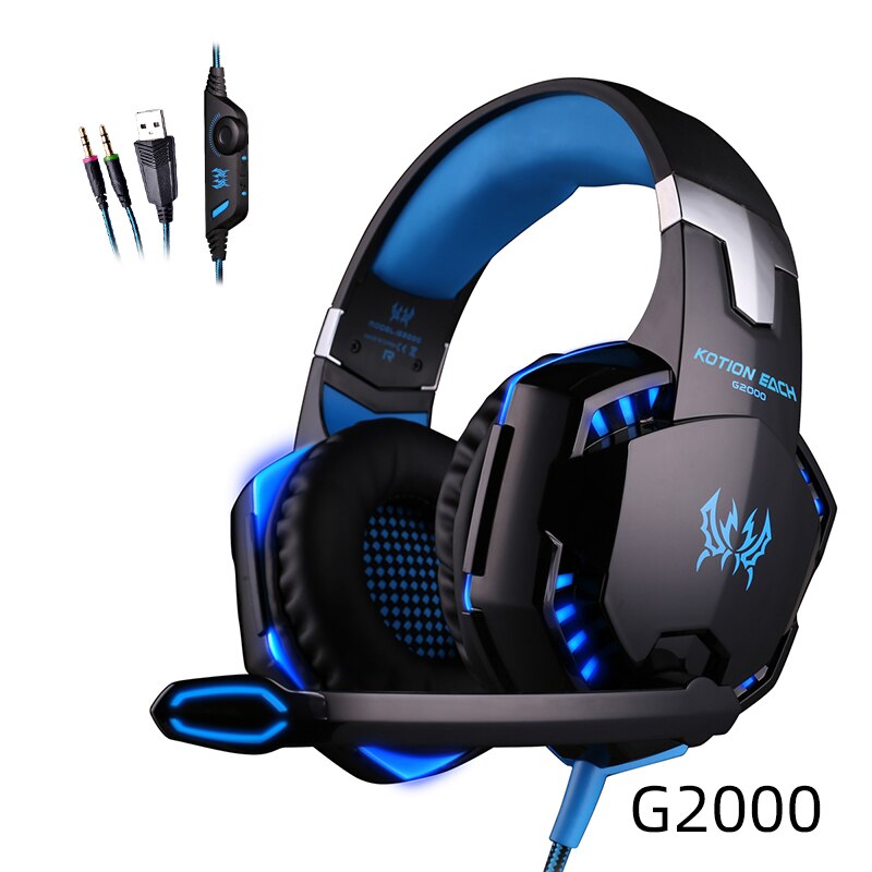 CHAURE Headset über-ohr Spiel Kopfhörer verdrahtet Spielen Headset mikrofon Tiefe Bass Stereo kopfhörer für PS4 PC Neue X-Kasten gamer: G2000 Blau