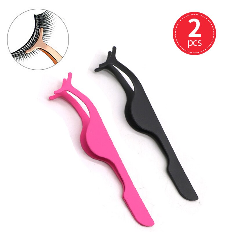 2/3/5Pcs Falsche Wimpern Pinzette Gefälschte Wimpern Applikator Werkzeuge Wimpern Verlängerung Curler Nipper Make-Up Wimpern pinzette Clip: Style E-2PCS