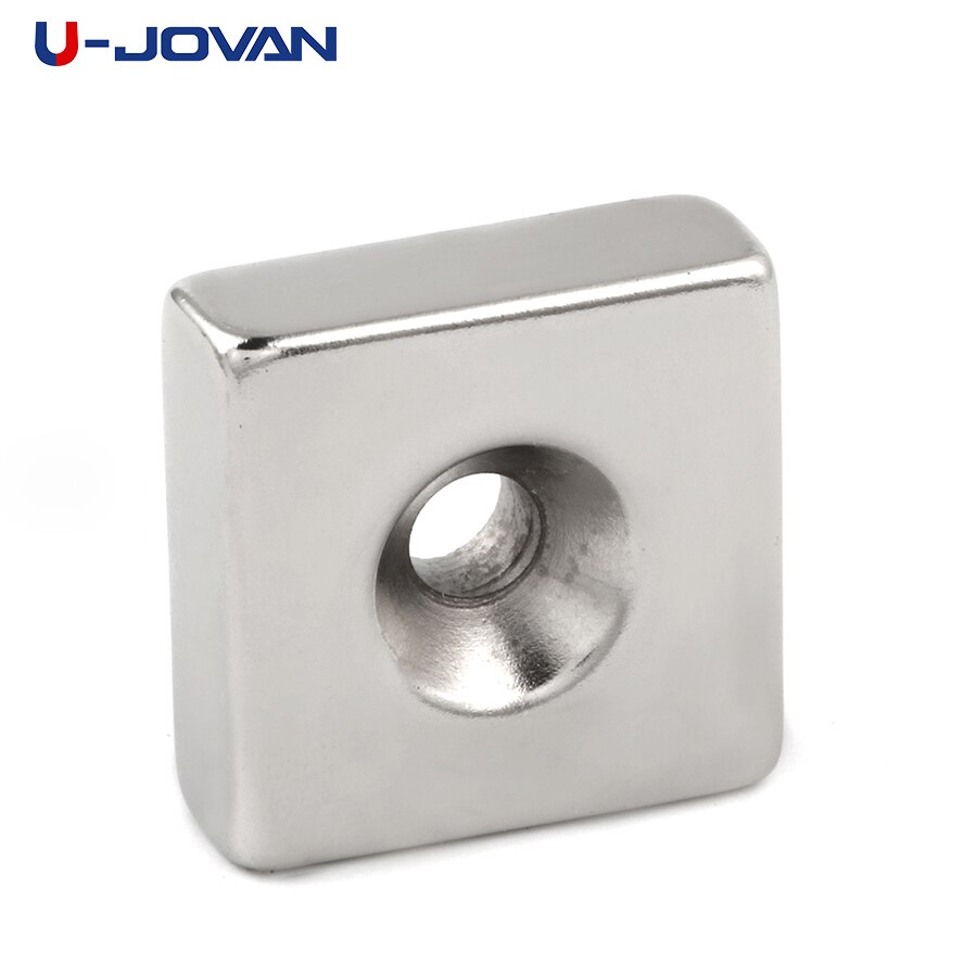U-JOVAN 1Pc 30X30X10Mm Gat 7Mm Krachtige Sterke Rare Earth Blok Ndfeb Verzonken Magneet 30*30*10-7Mm Neodymium Magneten