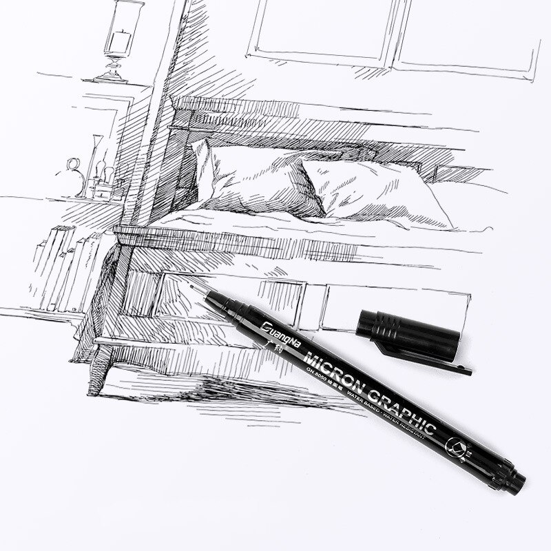 9/12pcs/Set Waterproof Hook Line Pen Fade Proof Micron Pen Tip Fine Liner Black Sketch Water Marker Drawing Brush Pen Stationery