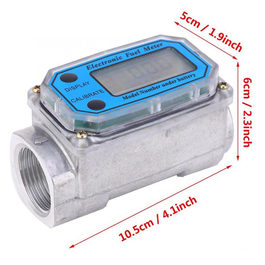 Mini Digital Turbine Flowmeter 15-120L Fuel Flow Tester NPT Indicator Sensor Counter Liquid Water Flow Measure Tools