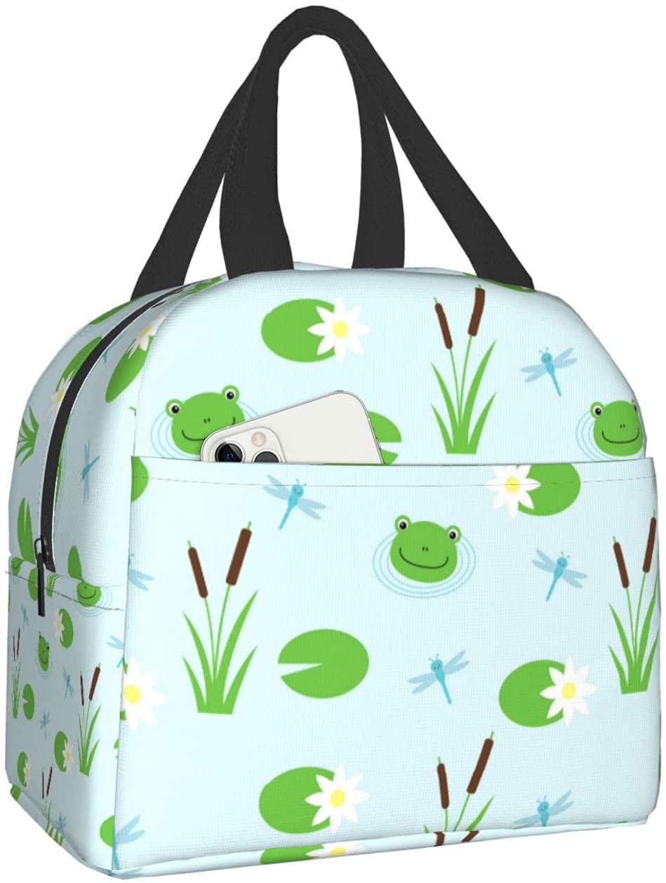 Funny Cute Frog Animal Lunch Bag Travel Box Work Bento Cooler Reusable Tote Picnic Boxes Insulated Shopping Bags for Women Men: Clear