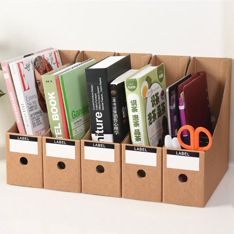 F3MA File Storage Box Desk Stationery Organiser Kraft Paper DIY Assembly Storage Box