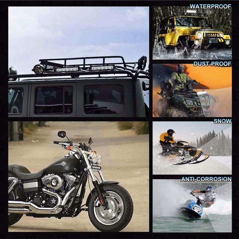 Racbox Ultra Slim 7 Inch Enkele Rij Led Licht Bar Flood Beam 18W 6D Lens 6000K Wit Spotlight voor Atv Suv 4WD 4X4 Off Road 12V