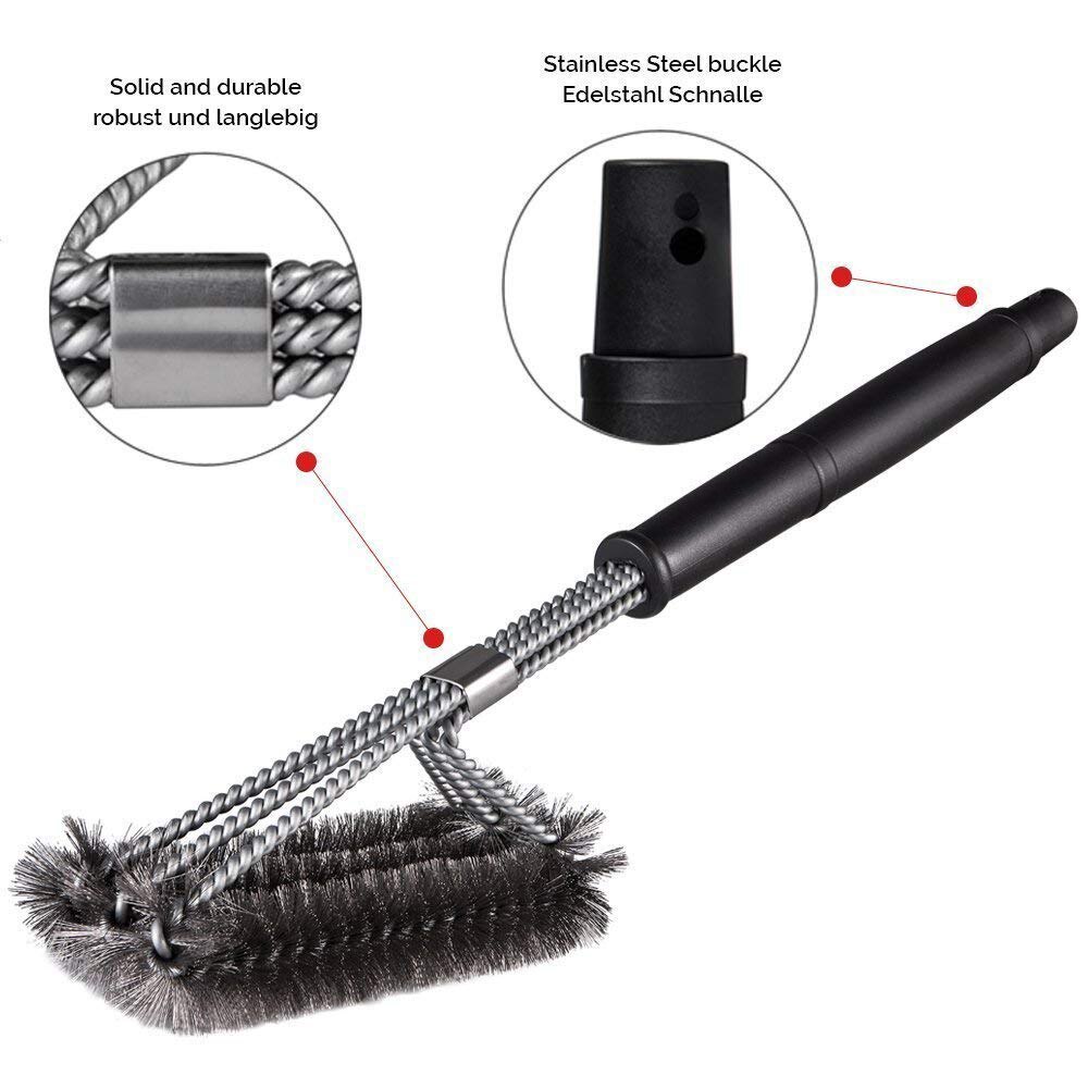 Barbecue brush, 3 in 1 barbecue grill brush cleaning brush with stainless steel wire, very suitable for barbecue, gas grill elec