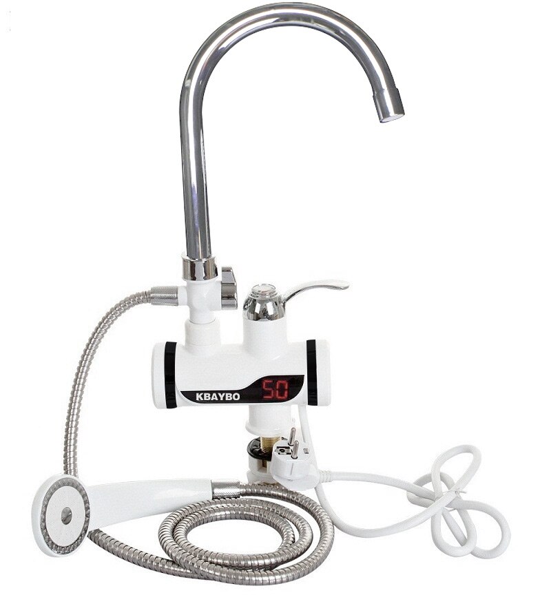 3000W Temperature Display Instant Water Tap Tankless Electric Faucet Kitchen Instant Faucet Water Heater Water Heating: Big Shower Package